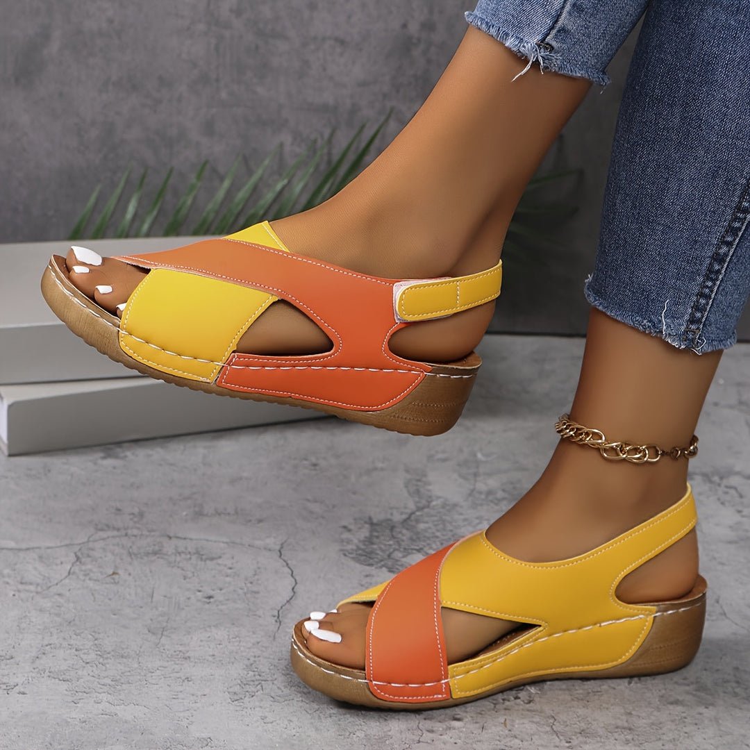 Emma | Women’s Sandals With Two-Tone Straps And Cushioned Wedge | Comfort