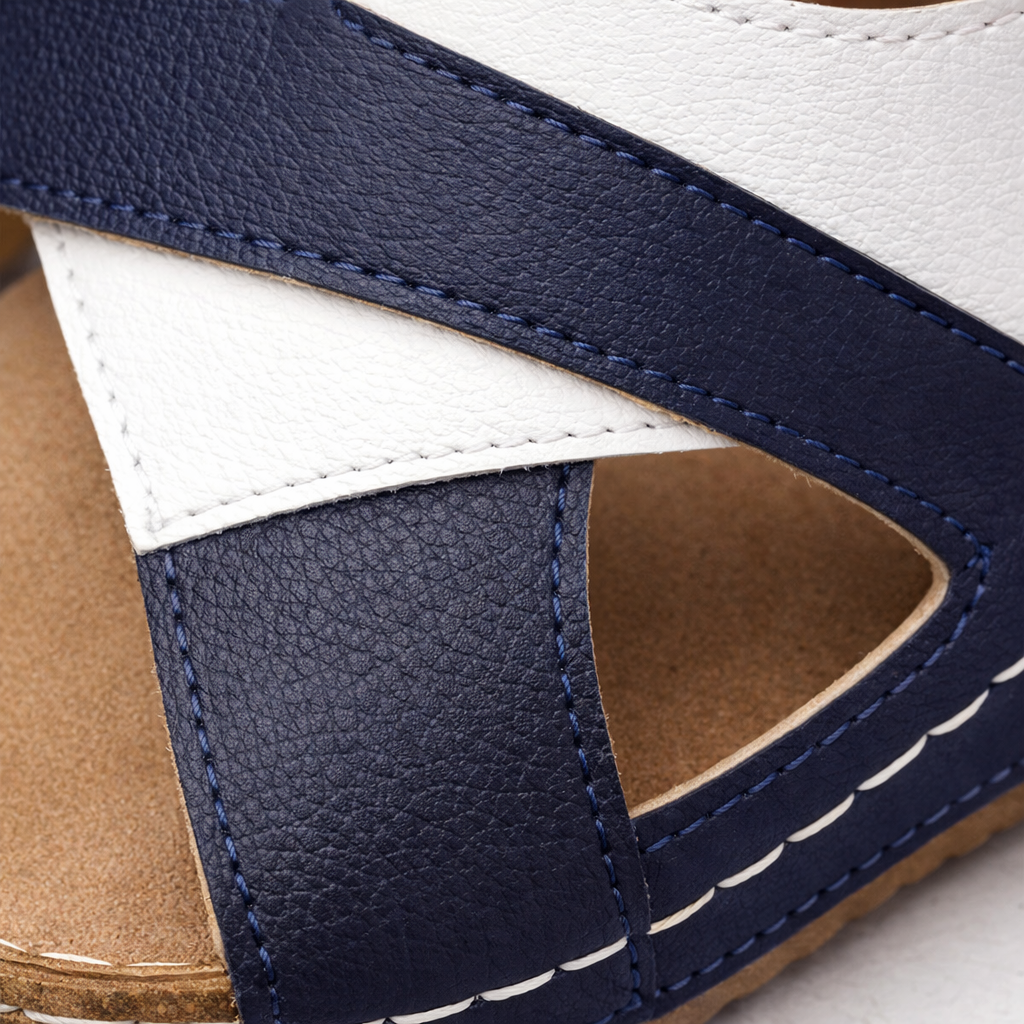 Emma | Women’s Sandals With Two-Tone Straps And Cushioned Wedge | Comfort