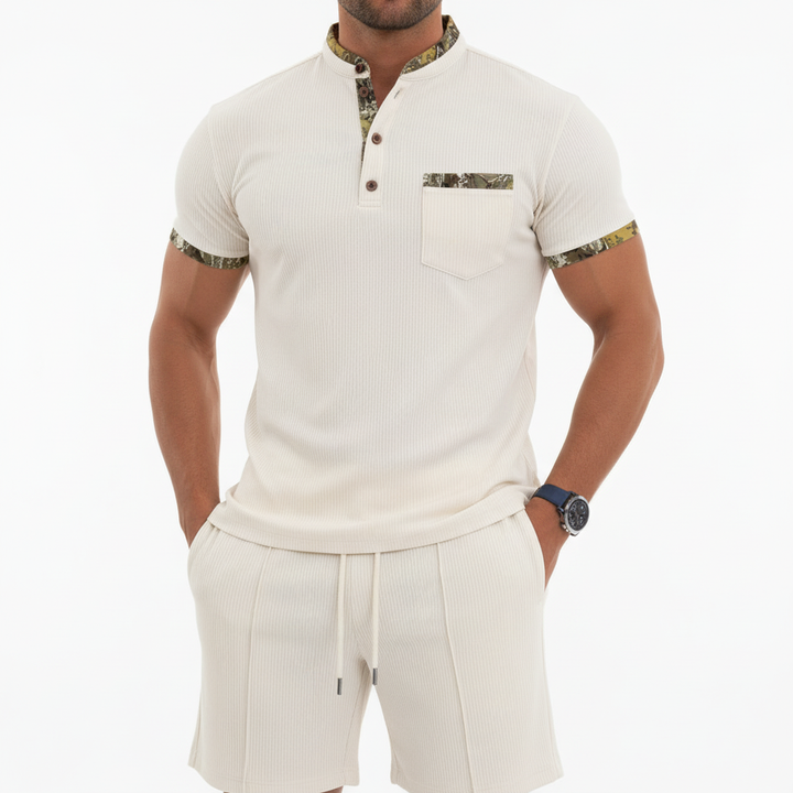 Ethan | Men's 2-Piece Set With Short Sleeve Polo And Drawstring Shorts | Sporty