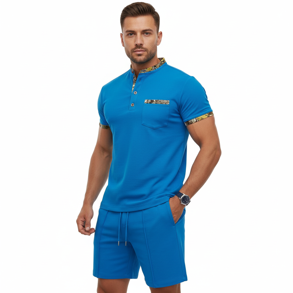 Ethan | Men's 2-Piece Set With Short Sleeve Polo And Drawstring Shorts | Sporty