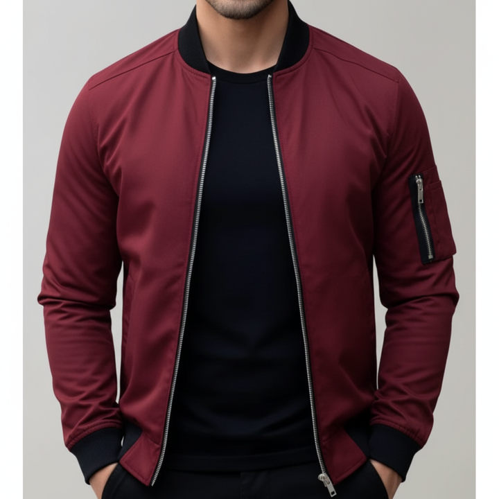 Ethan | Men's Bomber Jacket With Zip Closure And Sleeve Pocket | Casual