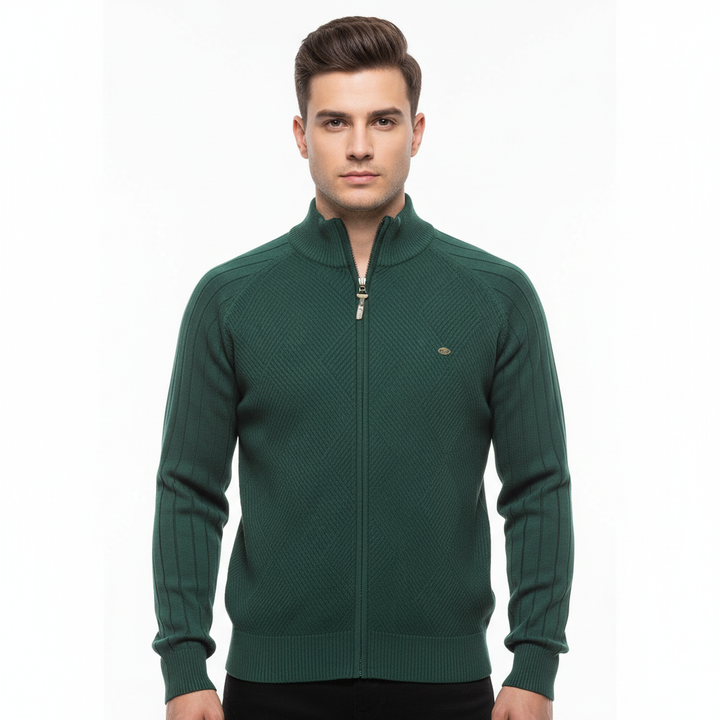 Ethan | Men's Bomber Jacket With Zip Closure And Textured Pattern | Casual