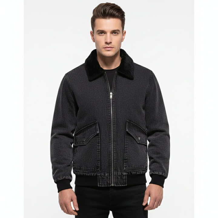 Ethan | Men's Denim Jacket With Zip Closure And Front Pockets | Casual