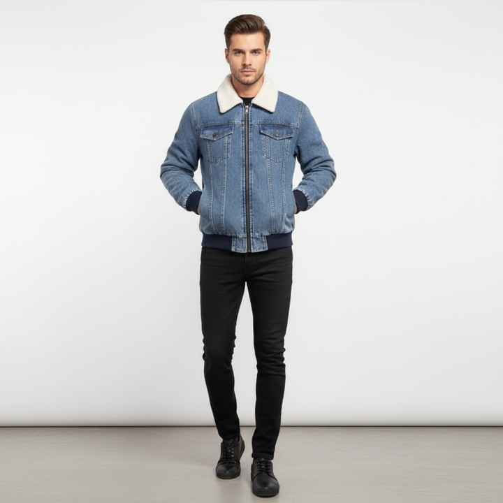 Ethan | Men's Denim Jacket With Zip Closure And Front Pockets | Casual