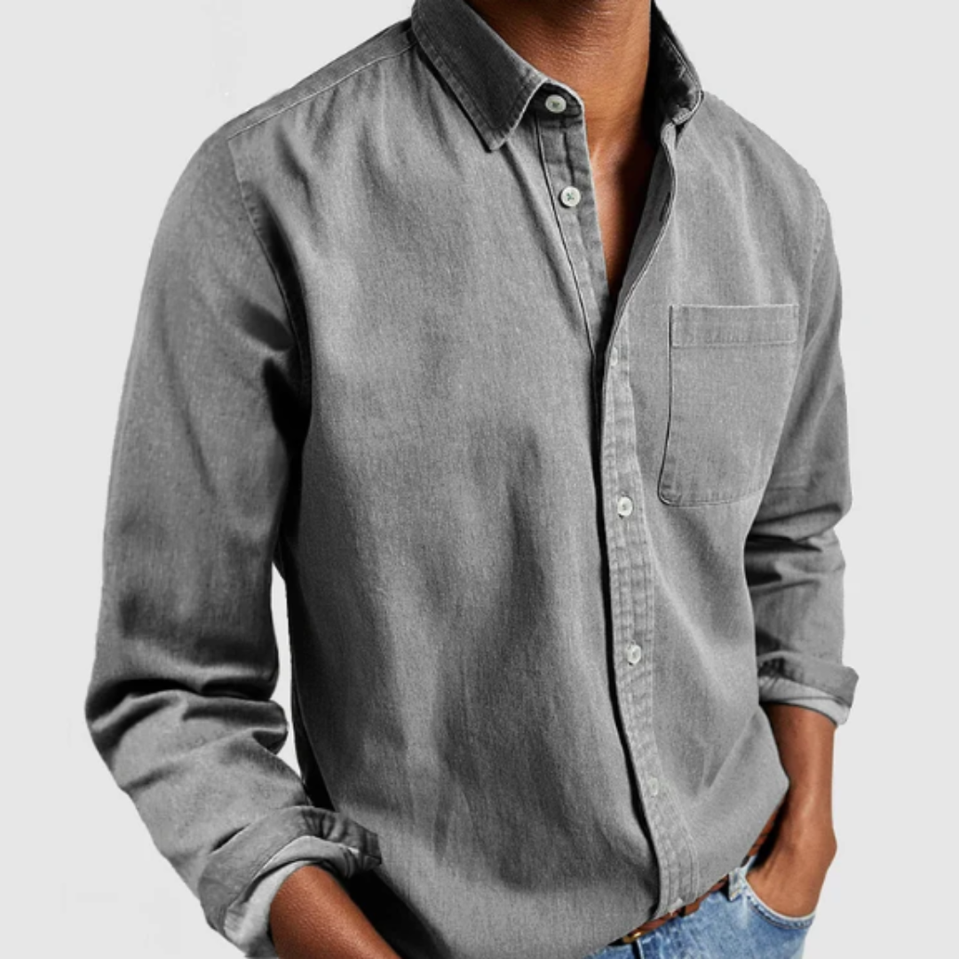 Ethan | Men’s Denim Shirt With Button Front And Chest Pocket