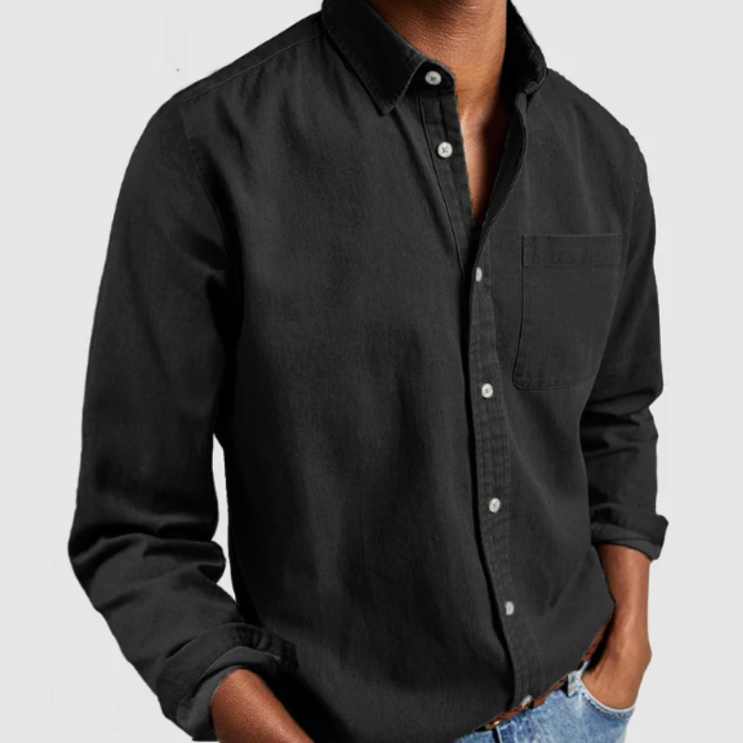 Ethan | Men’s Denim Shirt With Button Front And Chest Pocket