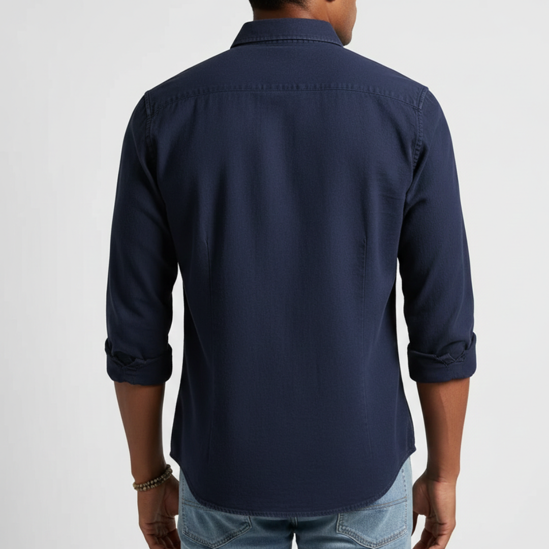Ethan | Men’s Denim Shirt With Button Front And Chest Pocket