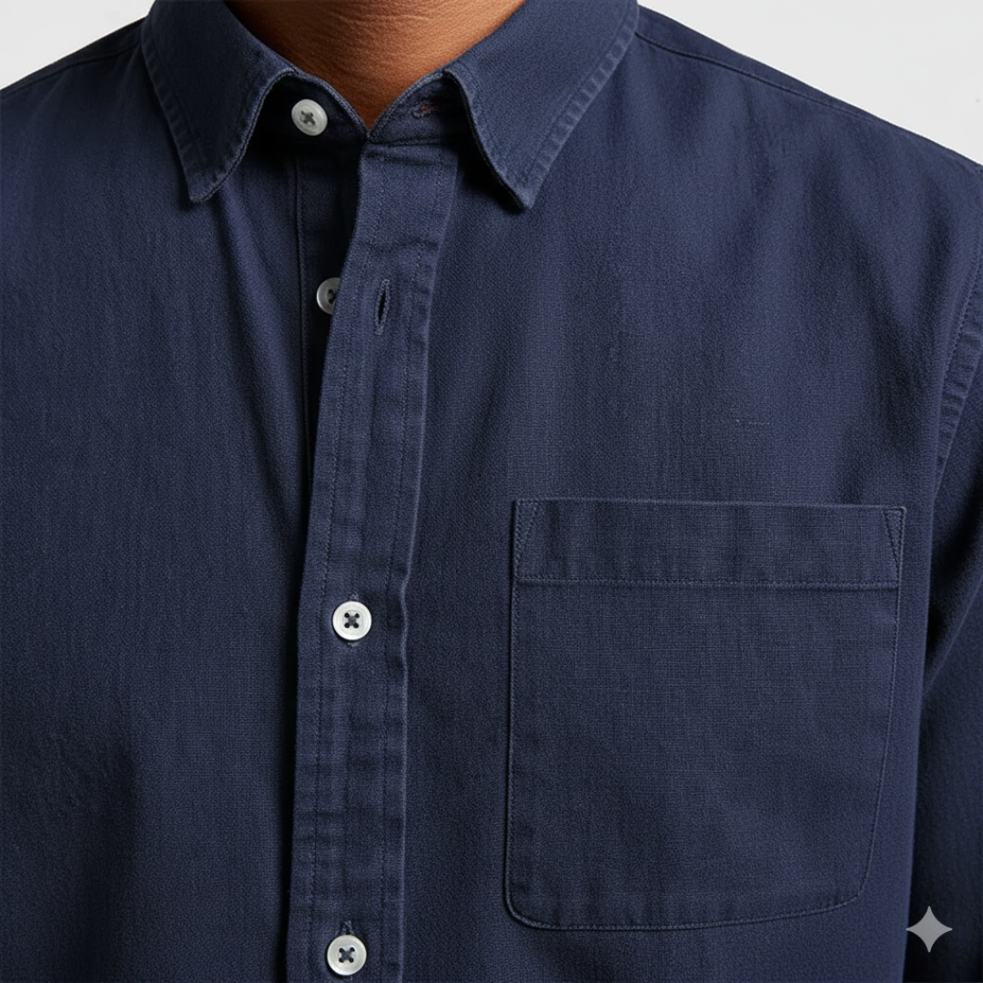 Ethan | Men’s Denim Shirt With Button Front And Chest Pocket