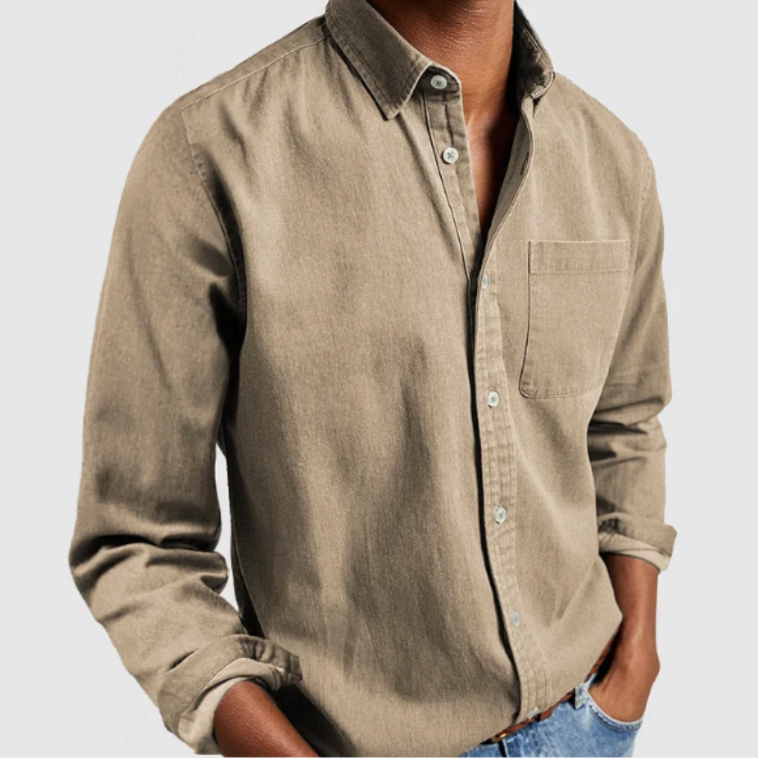 Ethan | Men’s Denim Shirt With Button Front And Chest Pocket