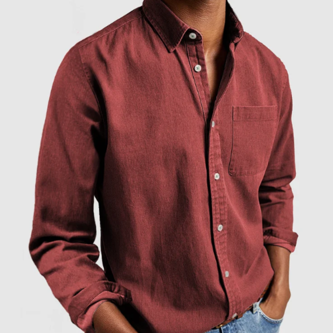 Ethan | Men’s Denim Shirt With Button Front And Chest Pocket