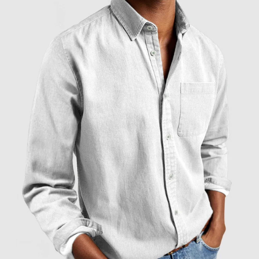 Ethan | Men’s Denim Shirt With Button Front And Chest Pocket