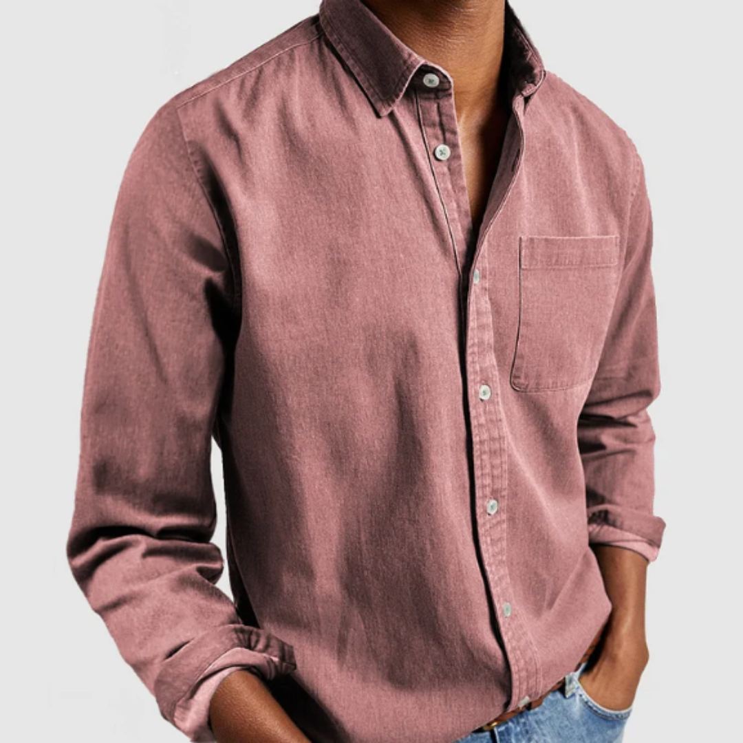 Ethan | Men’s Denim Shirt With Button Front And Chest Pocket