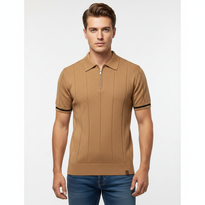 Ethan | Men's Polo Shirt With Zip Closure And Short Sleeves | Casual