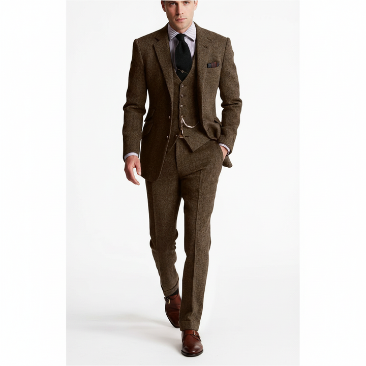 Ethan | Men's Three Piece Suit With Notch Lapel And Button Vest | Classic