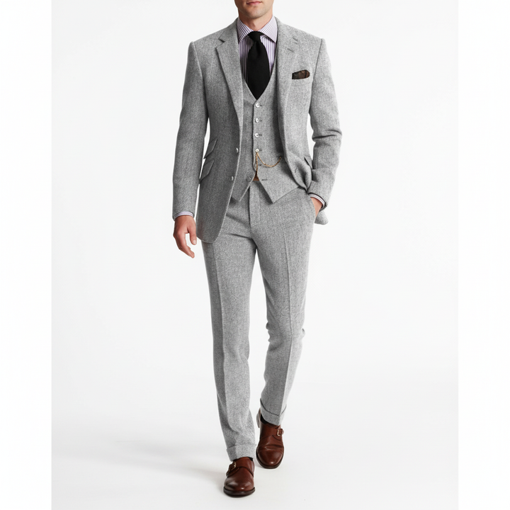 Ethan | Men's Three Piece Suit With Notch Lapel And Button Vest | Classic
