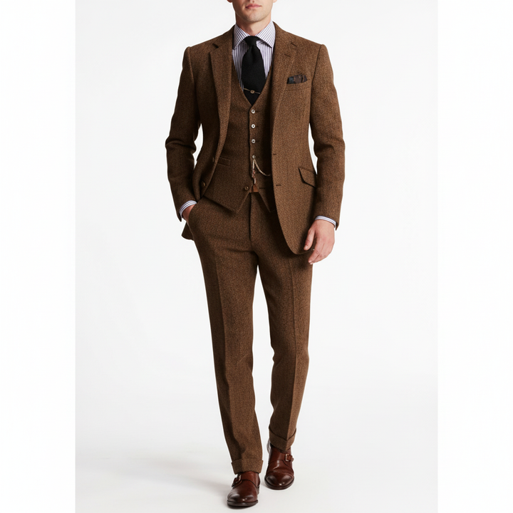 Ethan | Men's Three Piece Suit With Notch Lapel And Button Vest | Classic