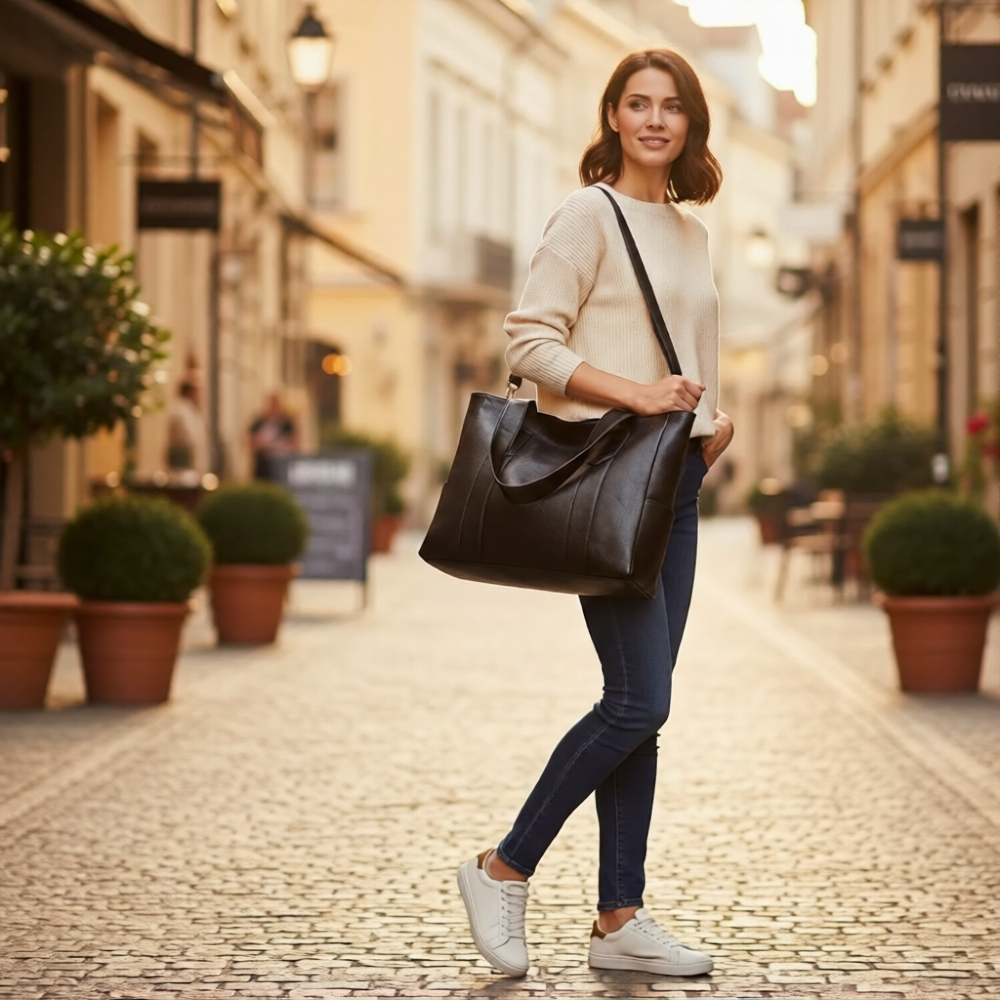 Evelyn | Women’s Large Handbag With Reinforced Straps And Classic Shape | Classic