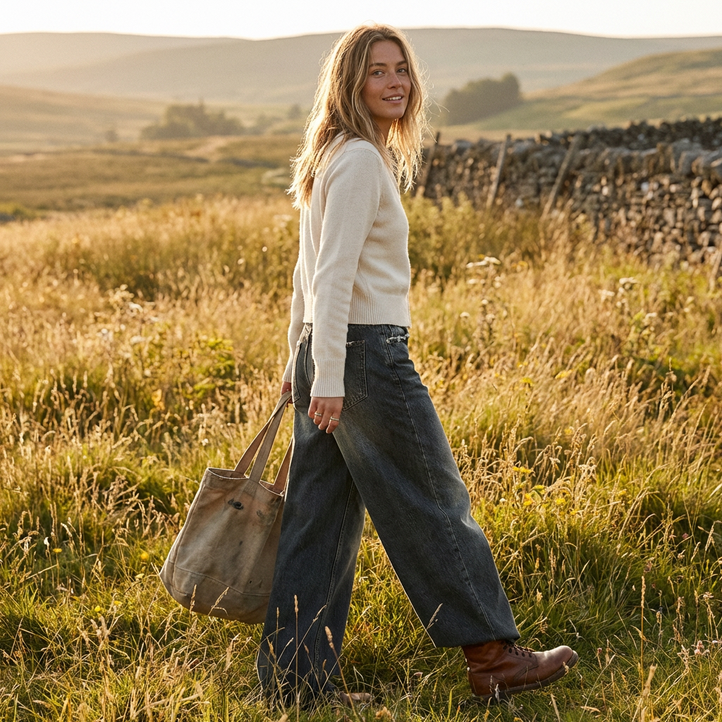 Freya | Women’s Baggy Jeans With Faded Wash Detail And Wide Leg | Street