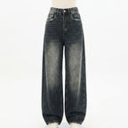 Freya | Women’s Baggy Jeans With Faded Wash Detail And Wide Leg | Street