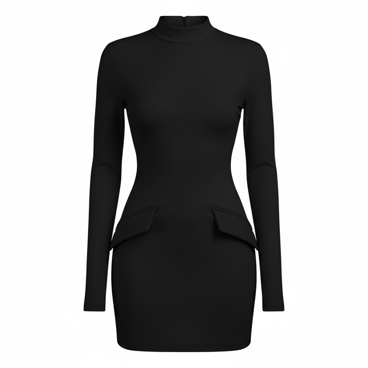 Freya | Women’s Cocktail Mini Dress With High Neckline And Long Sleeves | Chic