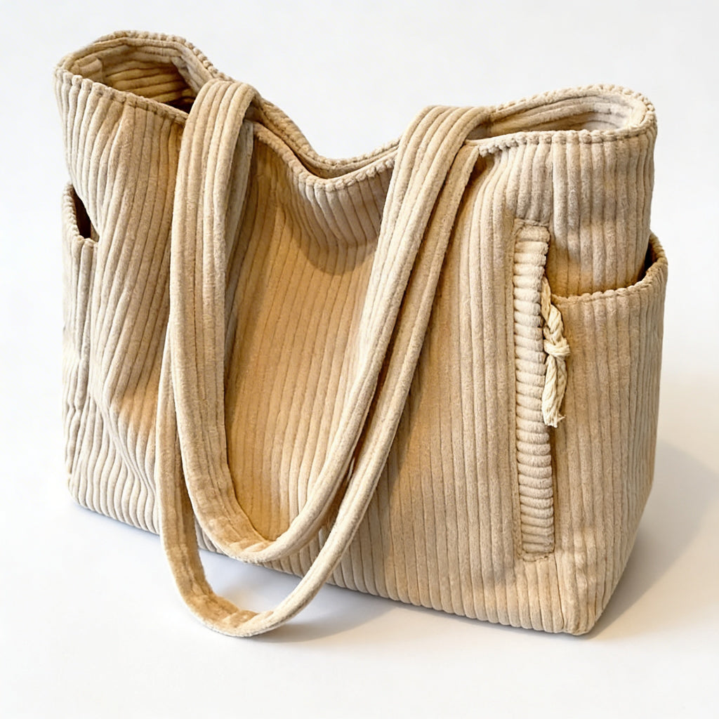 Freya | Women’s Tote Bag With Ribbed Texture And Pockets | Casual