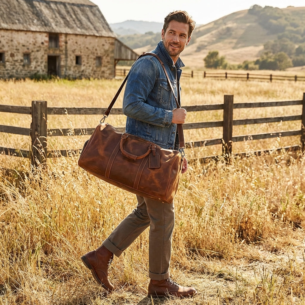 George | Unisex Duffel Bag With Structured Body And Contrast Stitching | Travel