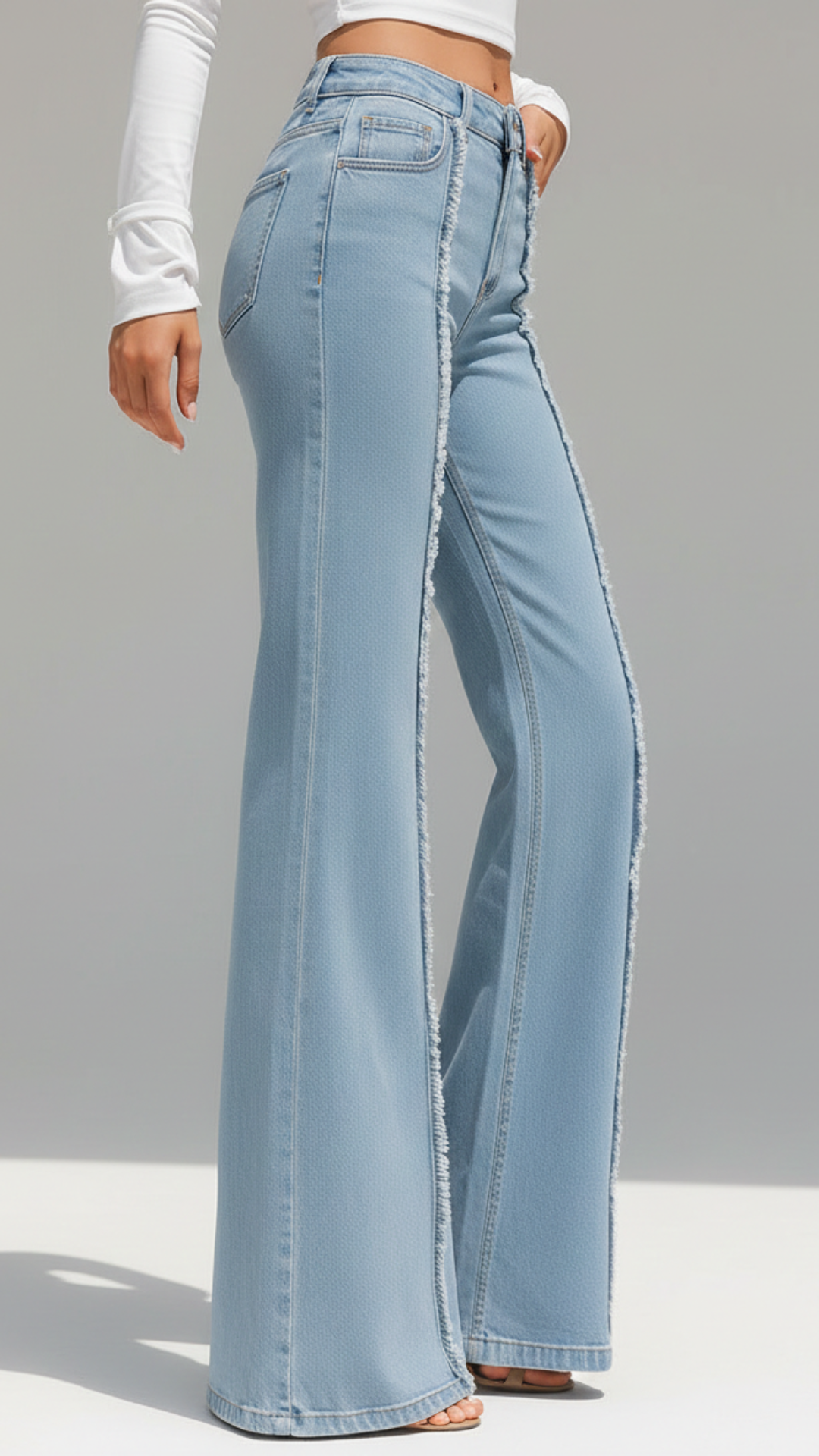 Grace | Women’s High Waisted Flared Denim Jeans With Exposed Seams