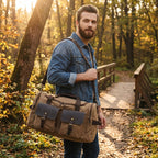 Harlan | Unisex Weekend Duffel Bag With Canvas Body And Leather Trim | Travel Classic