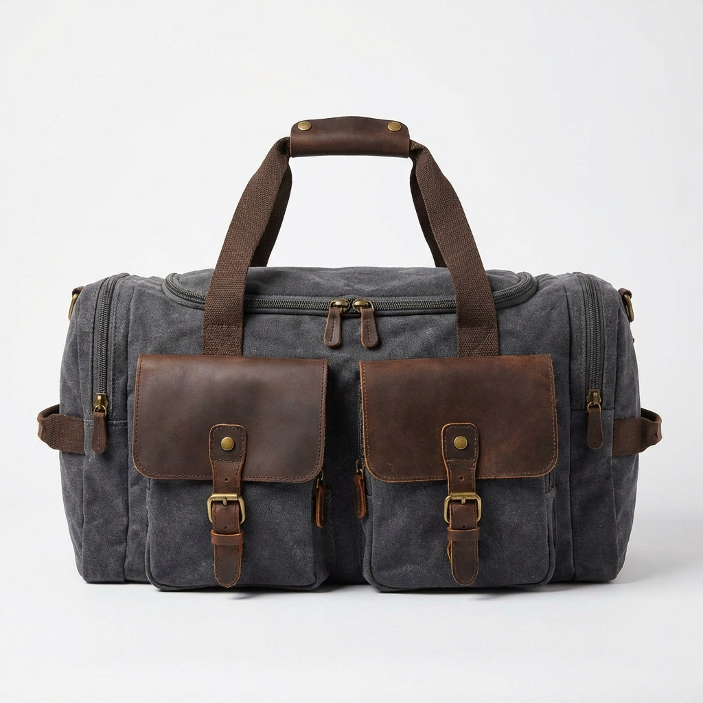 Harlan | Unisex Weekend Duffel Bag With Canvas Body And Leather Trim | Travel Classic