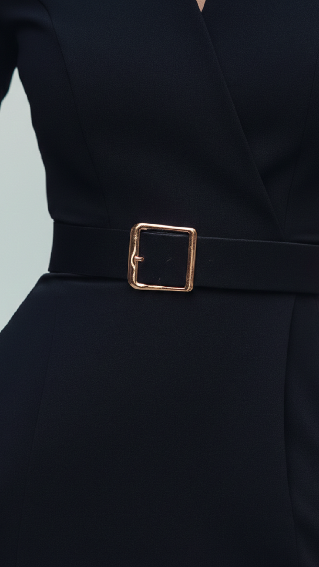 Harper | Women’s Black Belted Long Sleeve Dress With Mandarin Collar