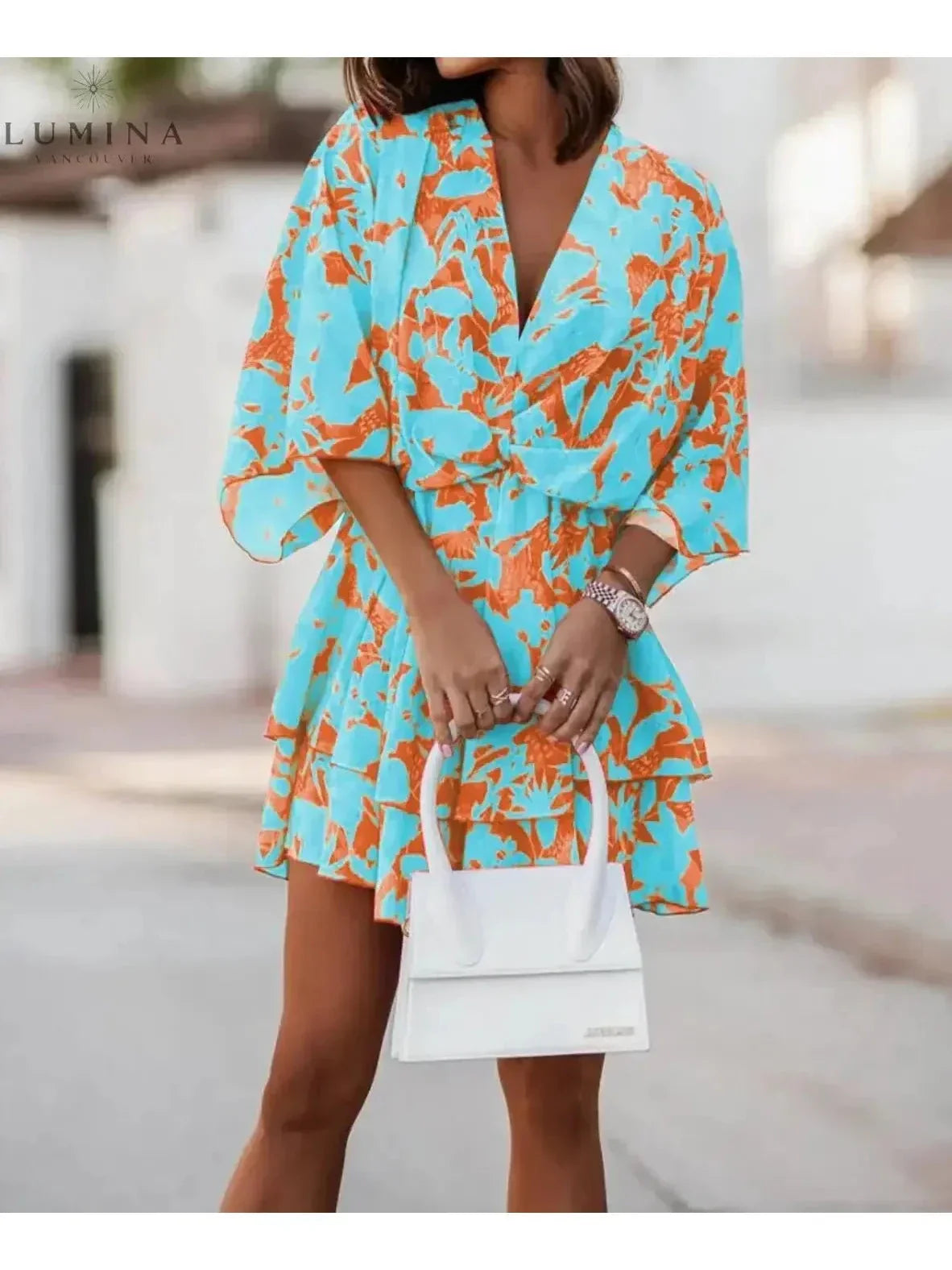 Harper | Women’s Floral Dress With V-Neckline And Tie Waist