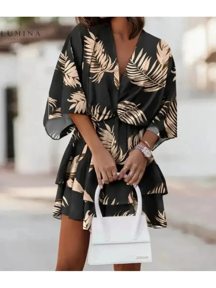 Harper | Women’s Floral Dress With V-Neckline And Tie Waist