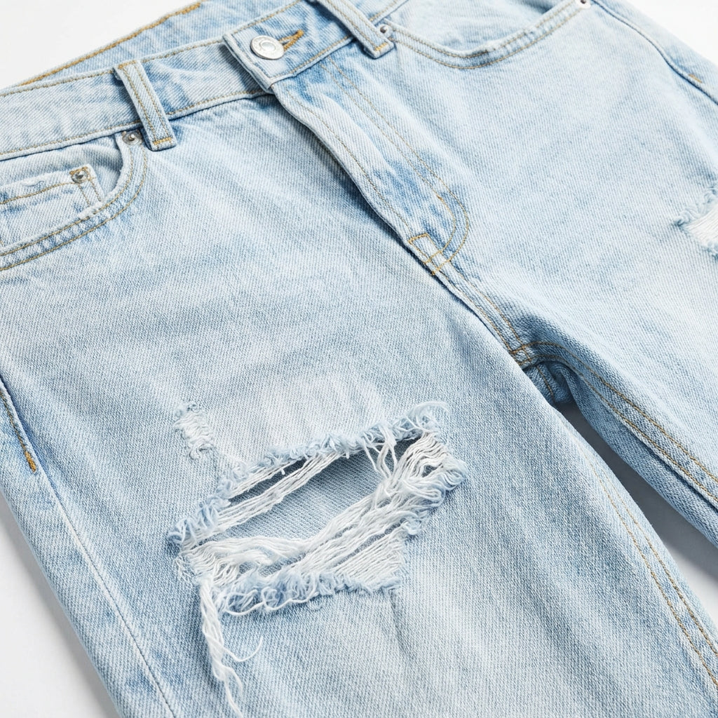 Harper | Women’s High Waist Jeans With Distressed Knee Detail And Wide Leg | Casual