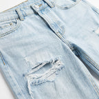 Harper | Women’s High Waist Jeans With Distressed Knee Detail And Wide Leg | Casual