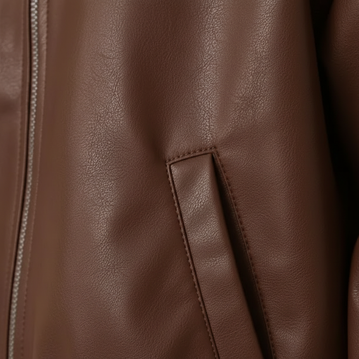 Harper | Women's Leather Jacket With Zip Closure And Point Collar | Minimalist