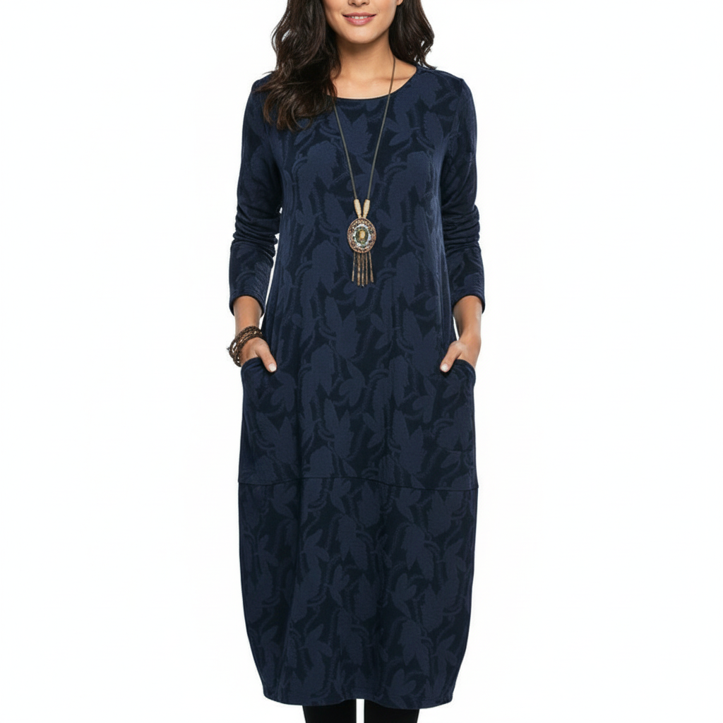 Harper | Women's Wedding Guest Dress With Long Sleeves And Side Pockets | Casual
