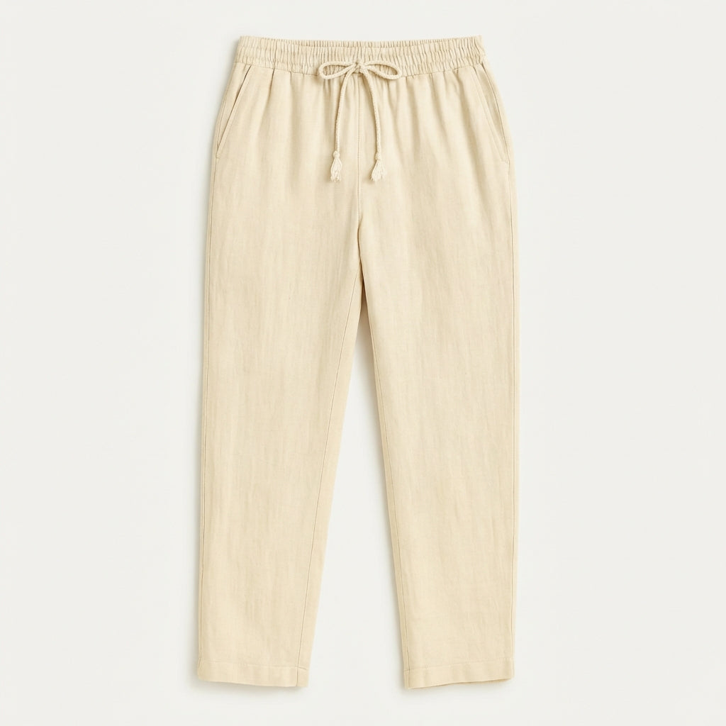 Harry | Men’s Linen Trouser With Elastic Waistband And Drawstring | Casual