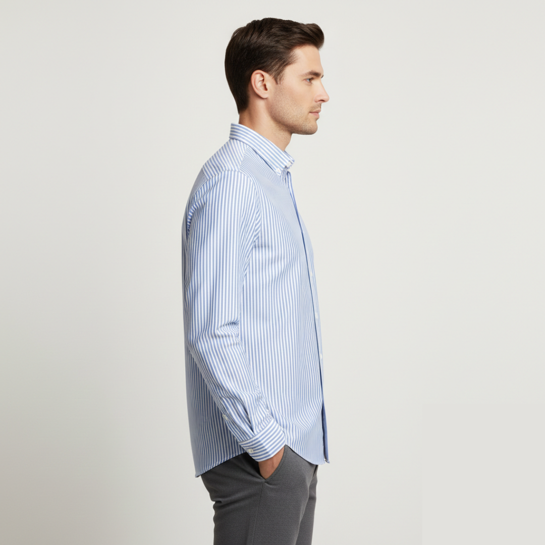 Hudson | Men’s Overshirt With Vertical Stripes And Long Sleeves