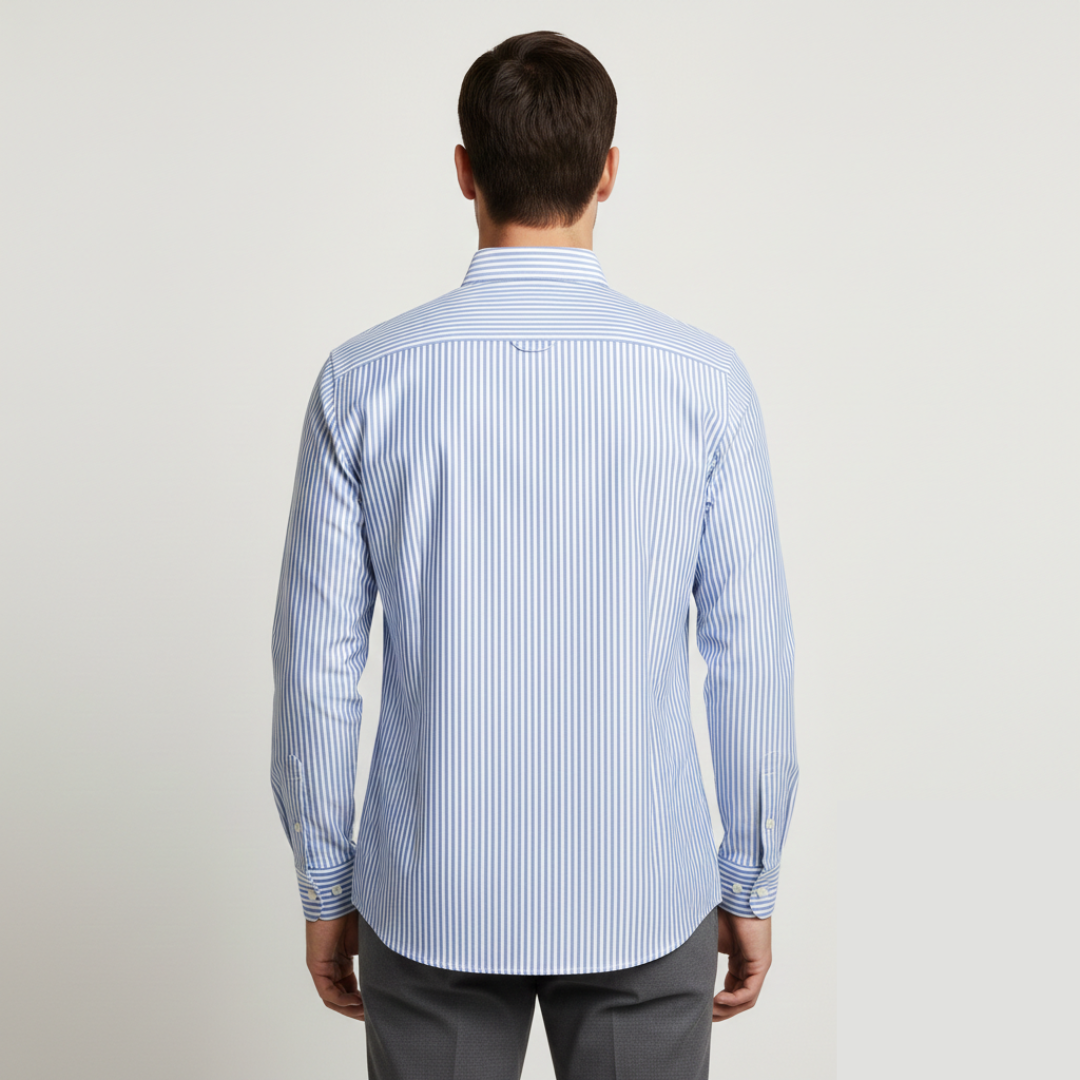 Hudson | Men’s Overshirt With Vertical Stripes And Long Sleeves