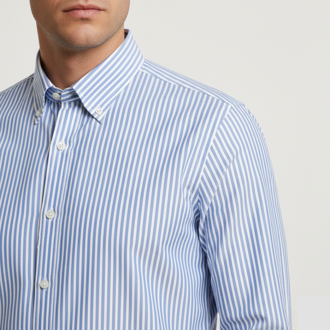 Hudson | Men’s Overshirt With Vertical Stripes And Long Sleeves