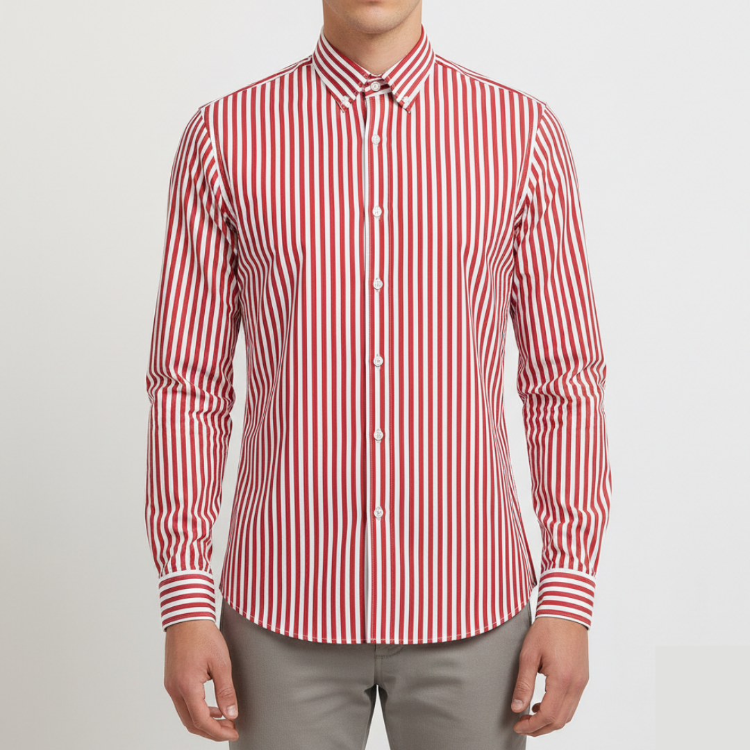 Hudson | Men’s Overshirt With Vertical Stripes And Long Sleeves