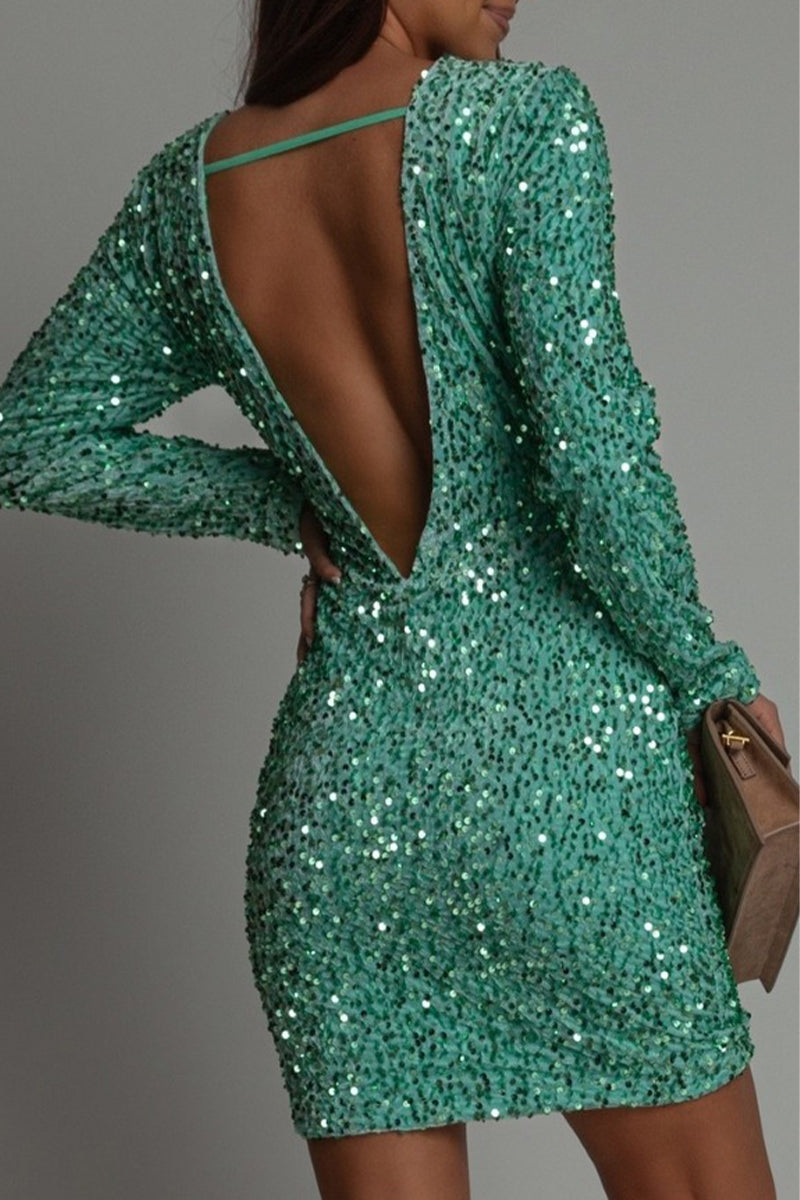 Ilona | Women's Cocktail Dress With Long Sleeves And Woven Texture | Glamorous