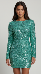 Ilona | Women's Cocktail Dress With Long Sleeves And Woven Texture | Glamorous