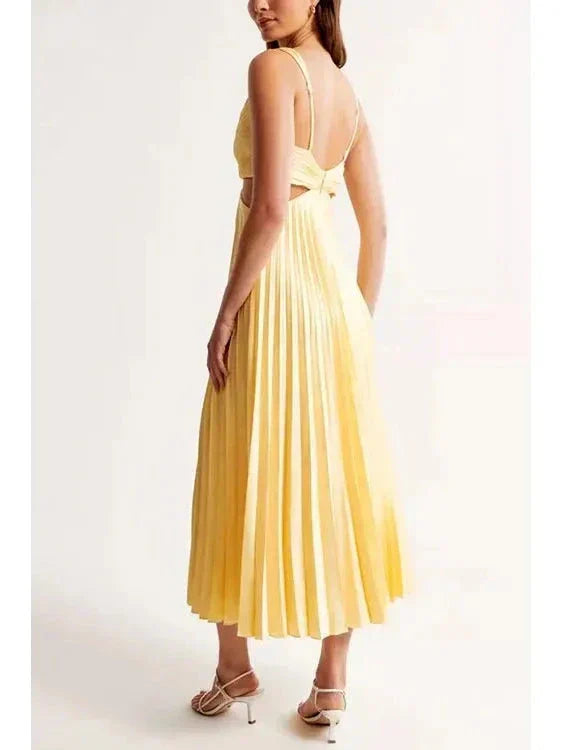 Isabella | Women's Bodycon Dress With V-Neckline And Flowing Pleats