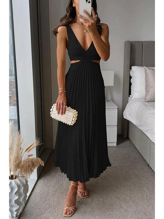 Isabella | Women's Bodycon Dress With V-Neckline And Flowing Pleats