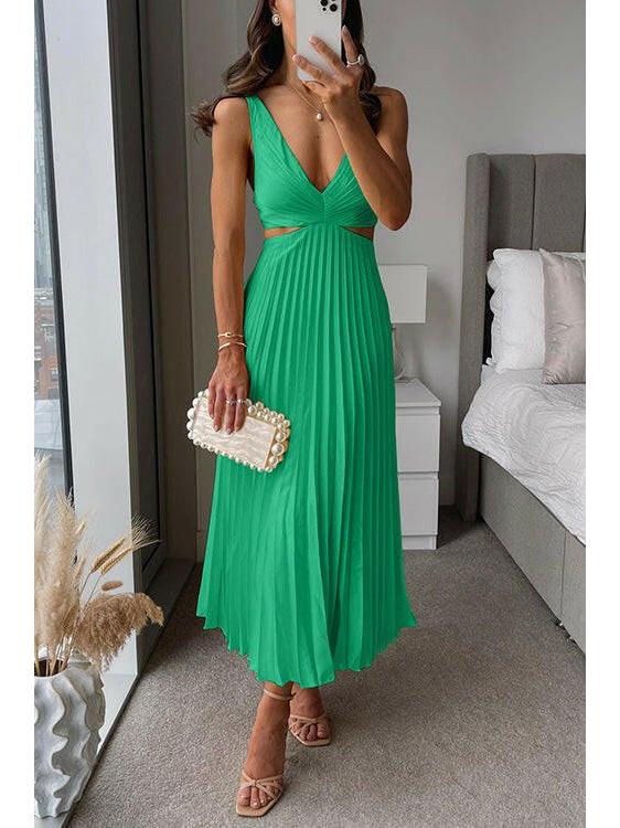 Isabella | Women's Bodycon Dress With V-Neckline And Flowing Pleats