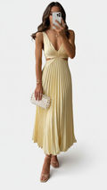 Isabella | Women's Bodycon Dress With V-Neckline And Flowing Pleats