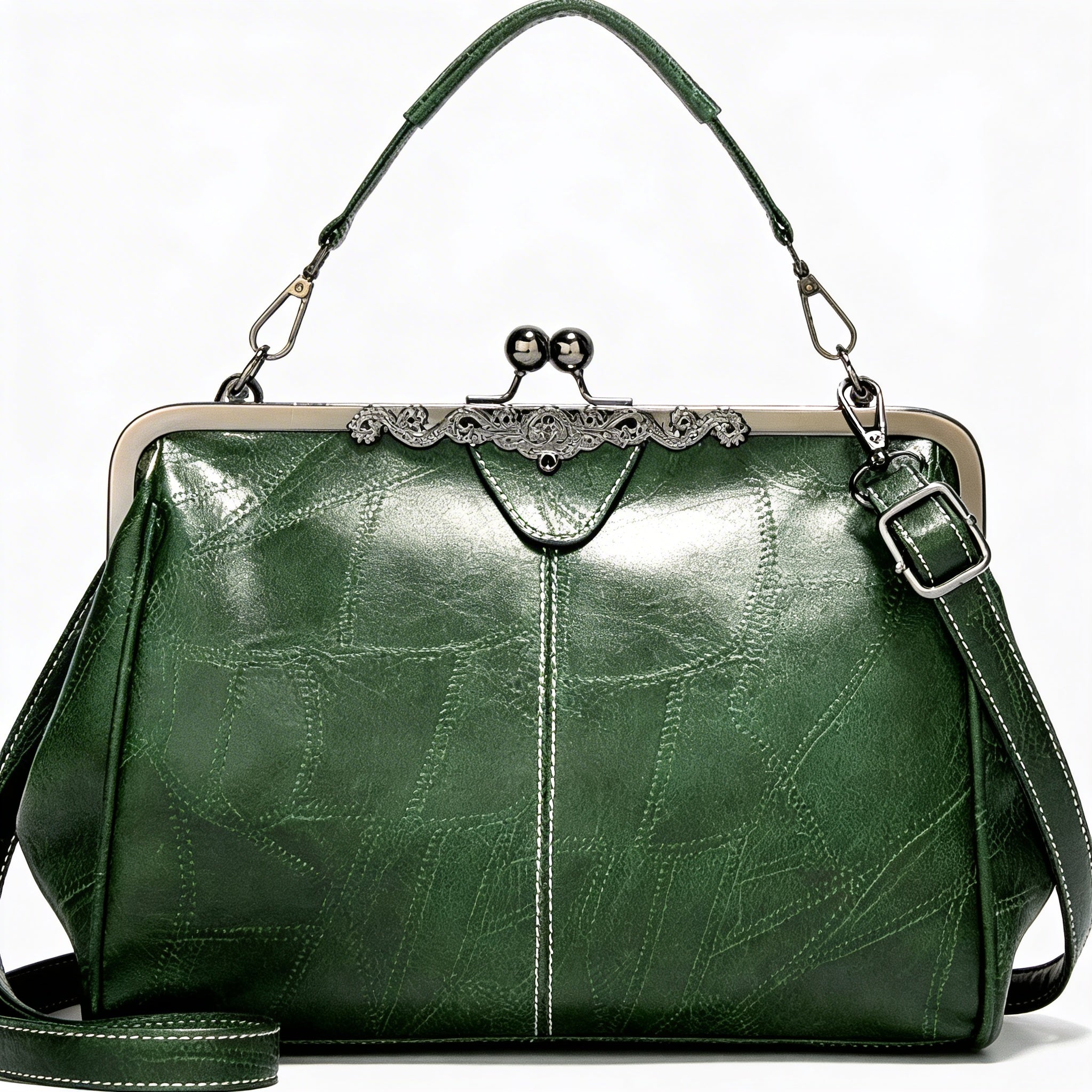 Isla | Women’s Crossbody Bag With Clasp Closure And Contrast Stitching | Vintage