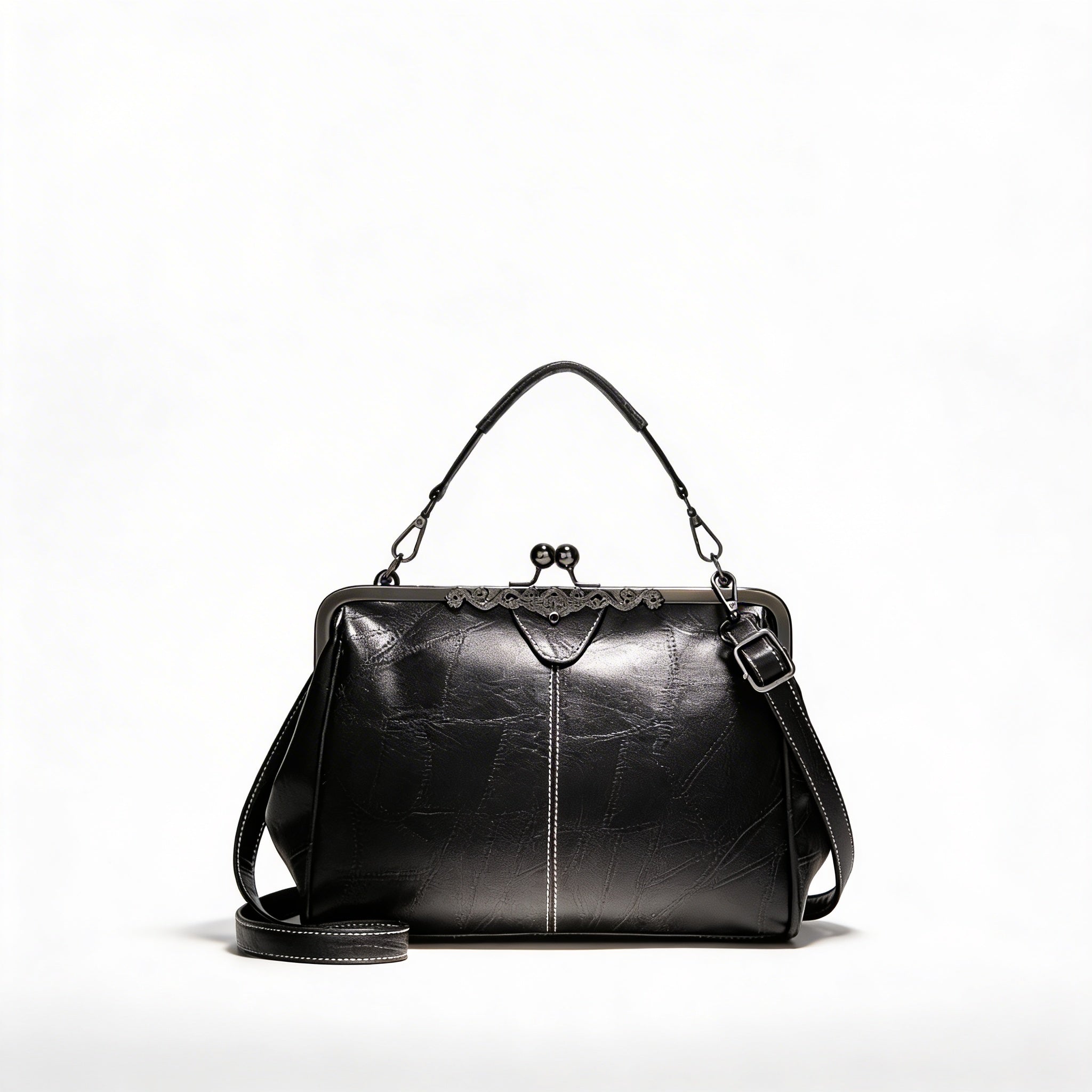 Isla | Women’s Crossbody Bag With Clasp Closure And Contrast Stitching | Vintage