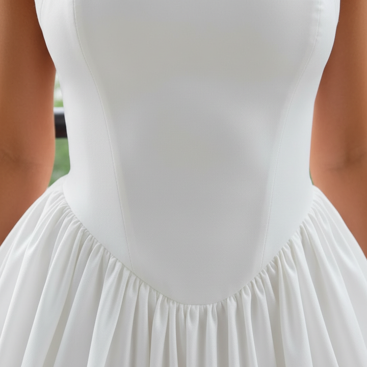 Isla | Women’s Halter Midi Dress With Fitted Bodice And Flared Skirt | Elegant